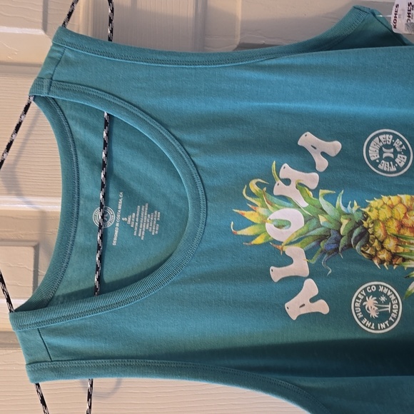 HURLEY BRAND MEN'S TEAL GREEN ALOHA PINEAPPLE HURLEY TANK TOP SIZE SMALL - Picture 4 of 16